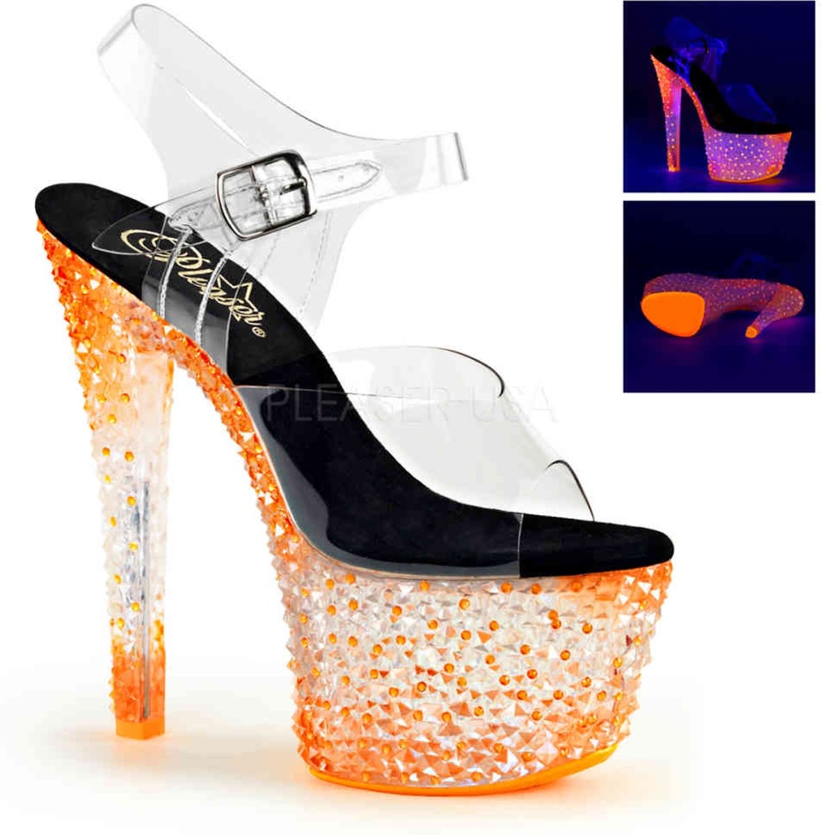 EU 39 = US 9 | CRYSTALIZE-308PS | *7 Heel, 2 3/4 PF Ankle Strap Sandal